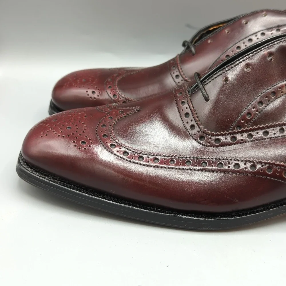 NIB Johnston & Murphy Made in USA Burgundy Wingtip Dress Shoes 10.5 C Vintage